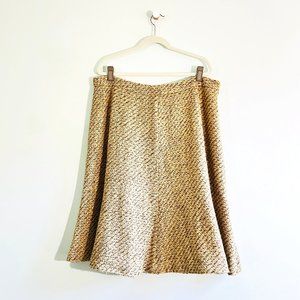 Vintage Herringbone Tweed Skirt - Cream, Tan and Gold - 18W